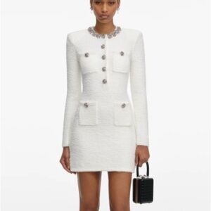 Elegant White Tweed Dress